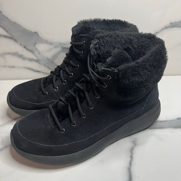 Skechers Women's Black Suede Faux Fur Comfort On the Go Winter Chill Boots Sz 9 - Picture 3 of 7